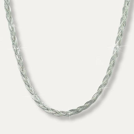 Cadena. Cadena de plata. Cadena para mujer. Cadena de moda. Cadenas 2024. Cadenas de plata para mujer. Cadena 2024. Cadena collar. Collar tiffany. Tous. Cadena joyería. Cadena de plata trenzada plana. Plata esterlina. Plata ley 925. Plata pura. Plata 925.
