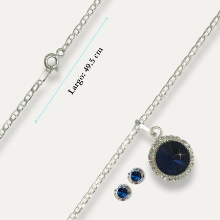 Collar de plata y aretes con piedras de zirconia