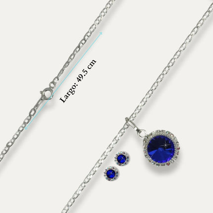 Collar de plata y aretes con piedras de zirconia