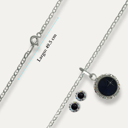 Collar de plata y aretes con piedras de zirconia