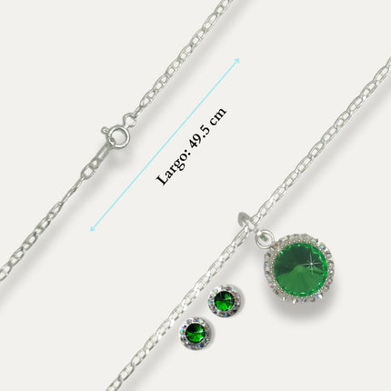 Collar de plata y aretes con piedras de zirconia