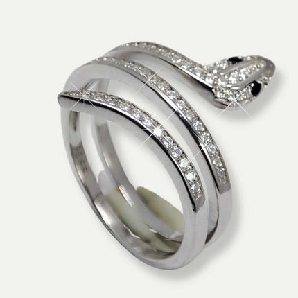 Anillo de plata de serpiente con piedras